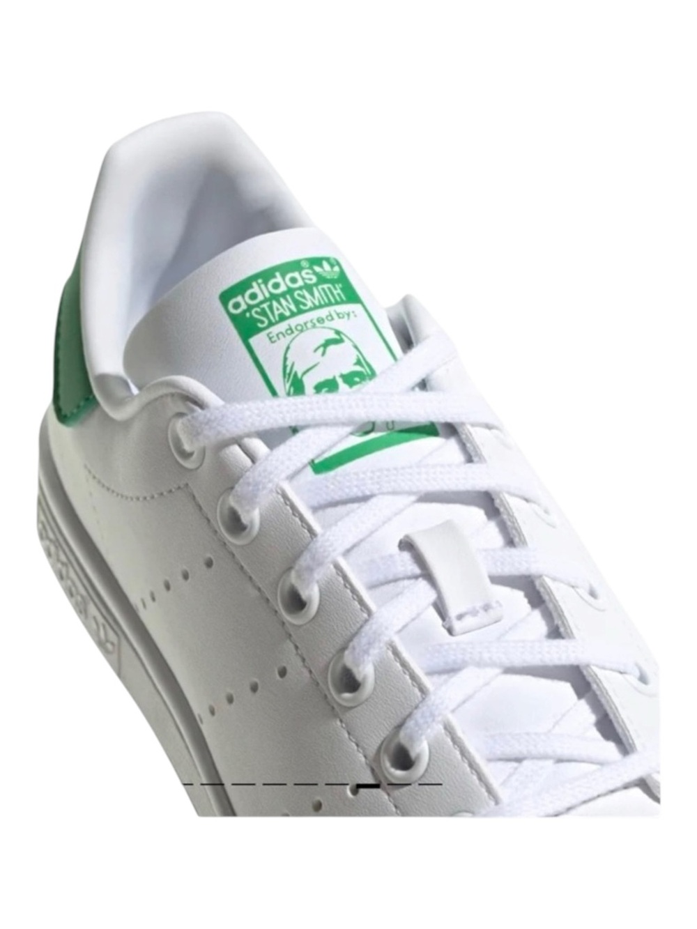 Adidas ★ Stan Smith Vegan Tennis Shoes Sneakers ★ Cloud White Green ★ Girl’s 2M - Picture 13 of 16